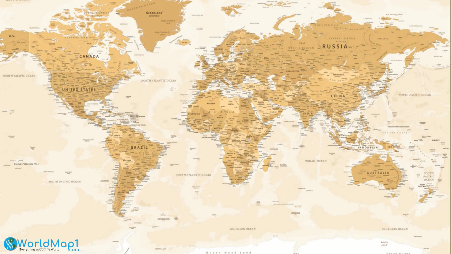 World Countries Map with Antarctica